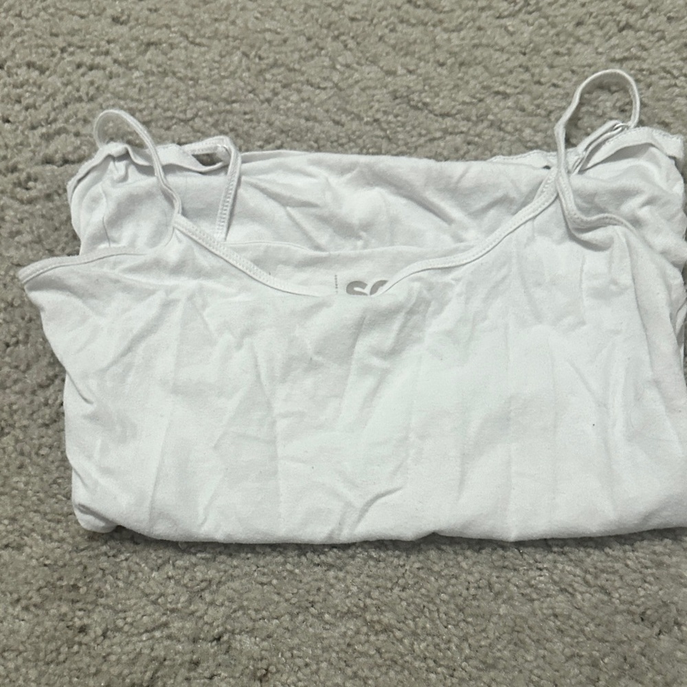 SO White Tank Top with Spaghetti Straps